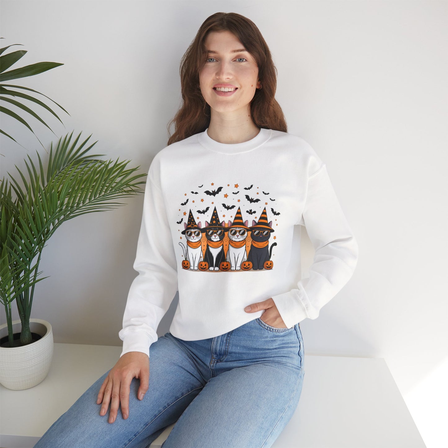 Halloween Cats Unisex Crewneck Sweatshirt