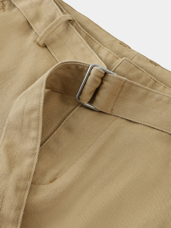 Belted Barrel-leg Chino Pants