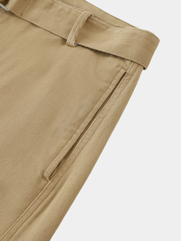 Belted Barrel-leg Chino Pants