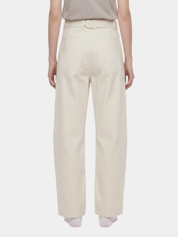Belted Barrel-leg Chino Pants