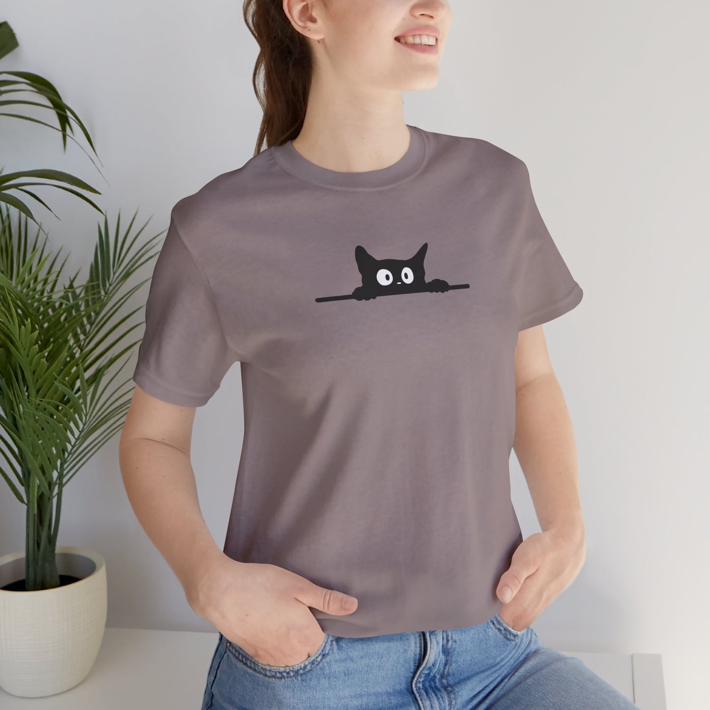 Peeking Cat Unisex Crewneck Tee