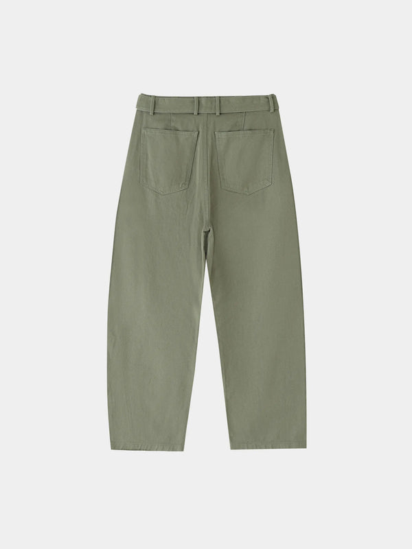 Belted Barrel-leg Chino Pants