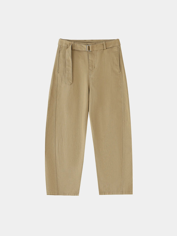 Belted Barrel-leg Chino Pants