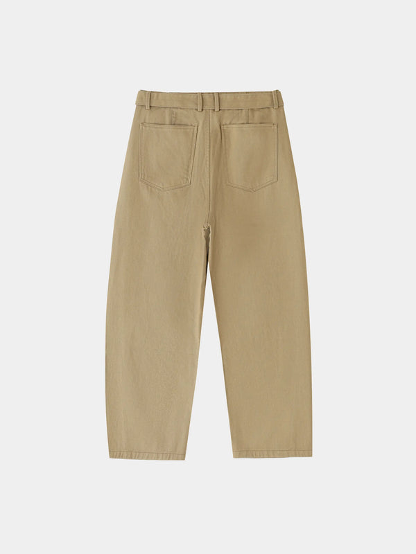 Belted Barrel-leg Chino Pants