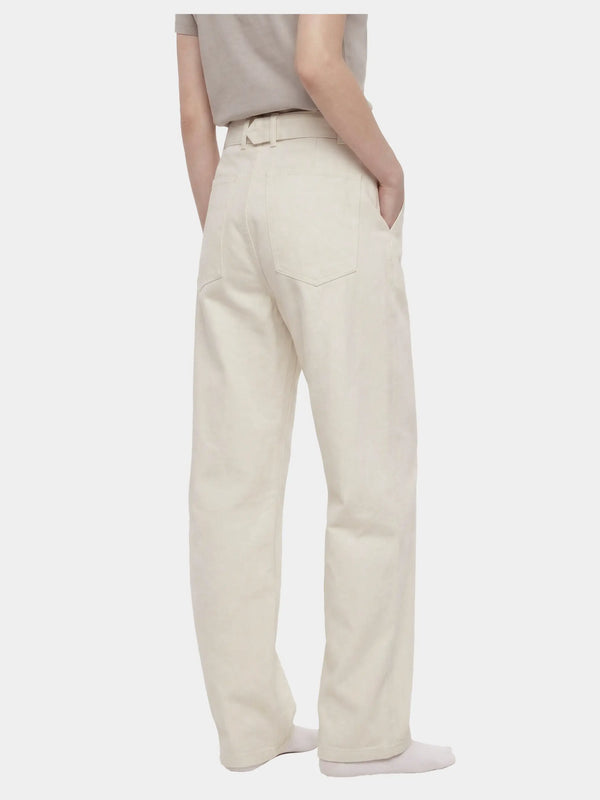 Belted Barrel-leg Chino Pants