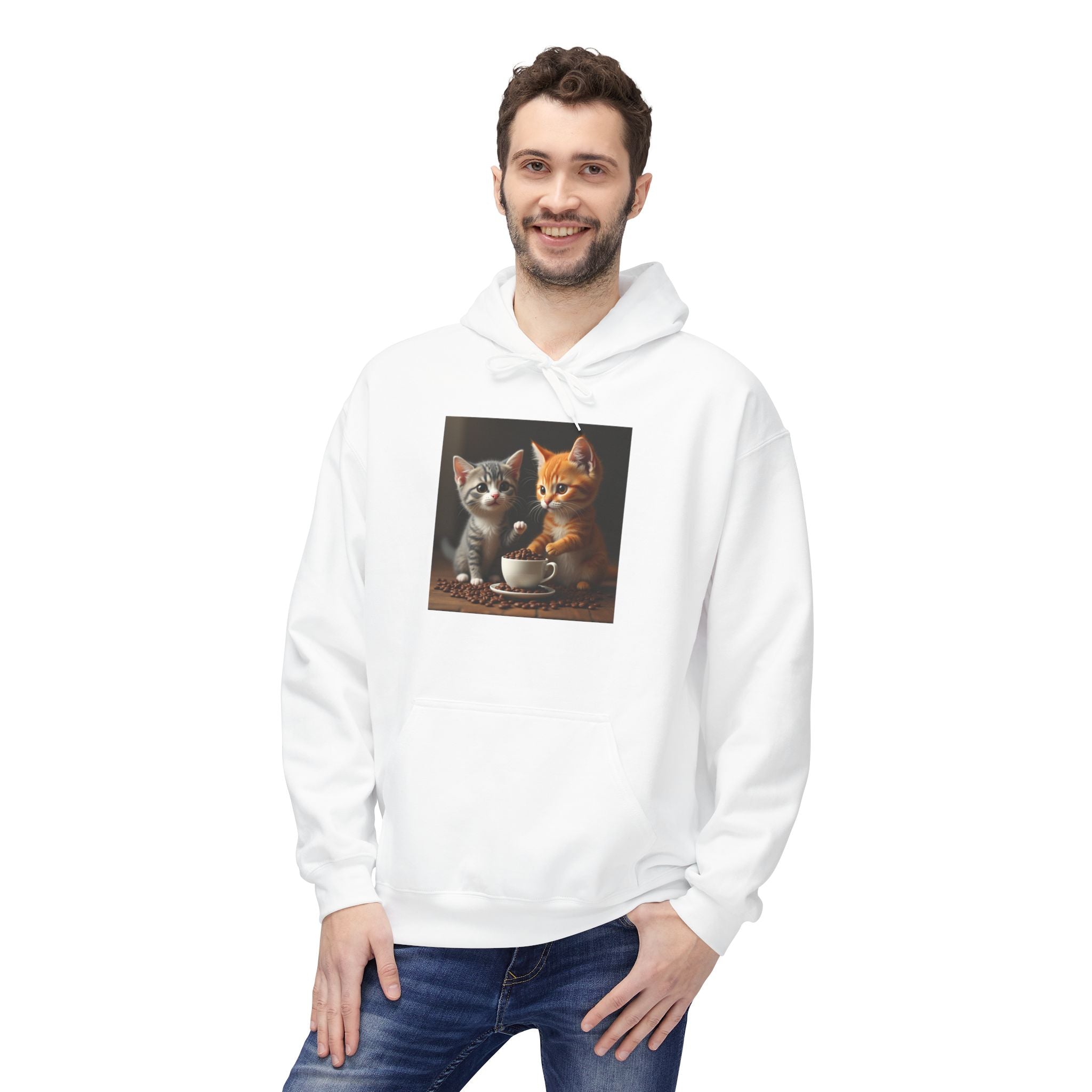 Cozy Cat Lovers Fleece Hoodie with Cute Kittens Design
