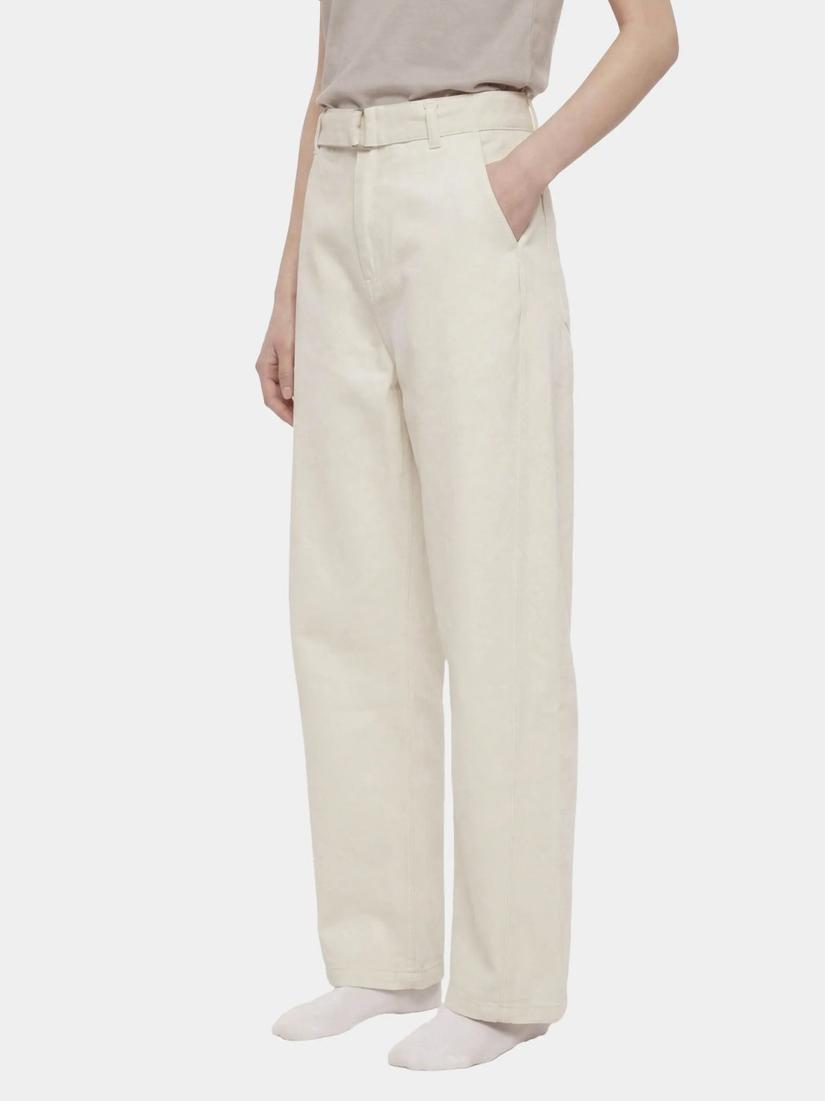 Belted Barrel-leg Chino Pants