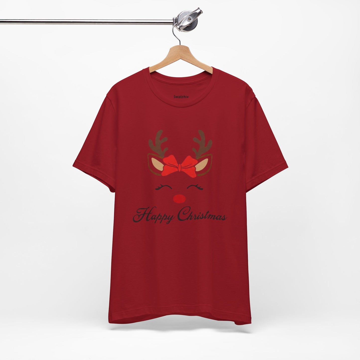Christmas Bow Deer Crewneck Tee