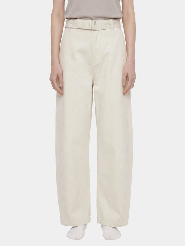 Belted Barrel-leg Chino Pants