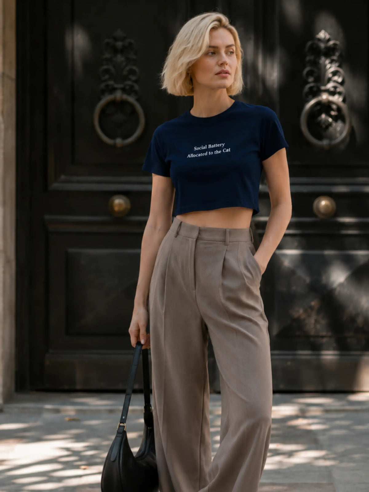 Social Battery Cropped Tee
