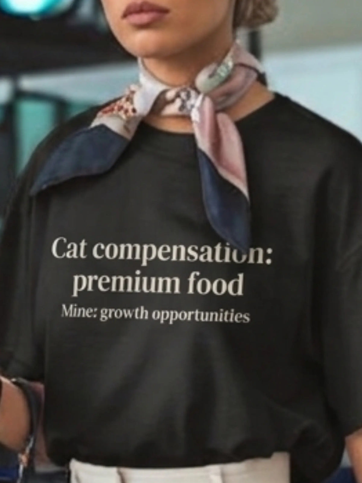 Cat Compensation Crewneck Tee