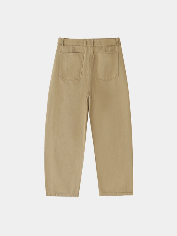 Belted Barrel-leg Chino Pants