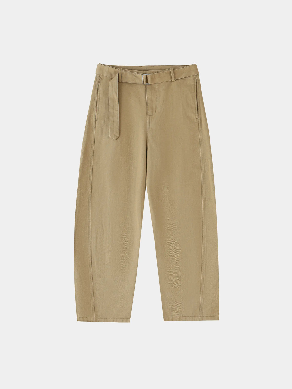 Belted Barrel-leg Chino Pants