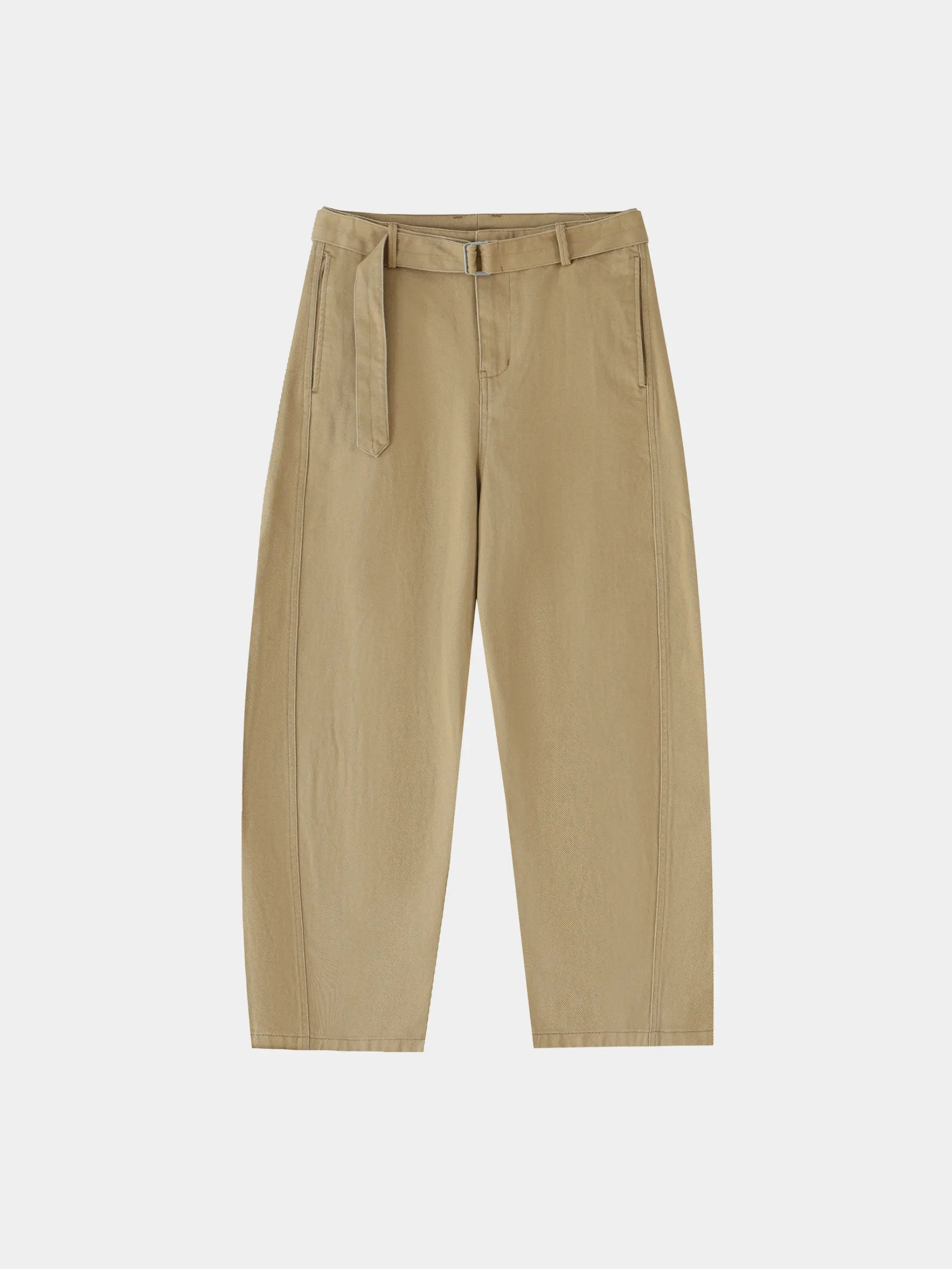 Belted Barrel-leg Chino Pants
