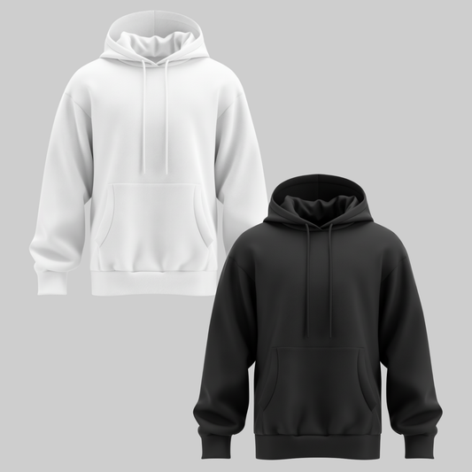 2 Pack - Black + White Hoodies