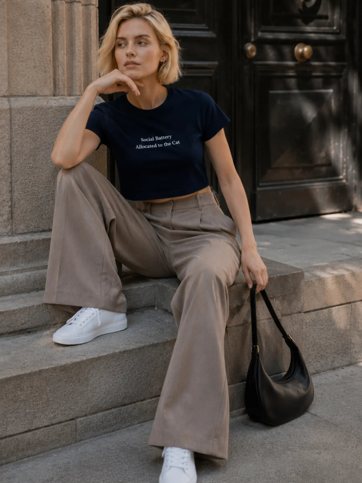 Social Battery Cropped Tee