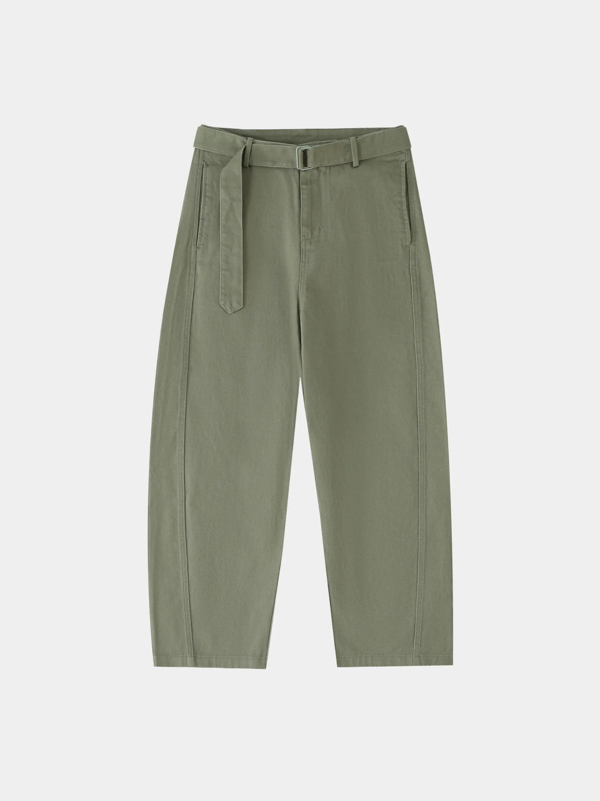Belted Barrel-leg Chino Pants