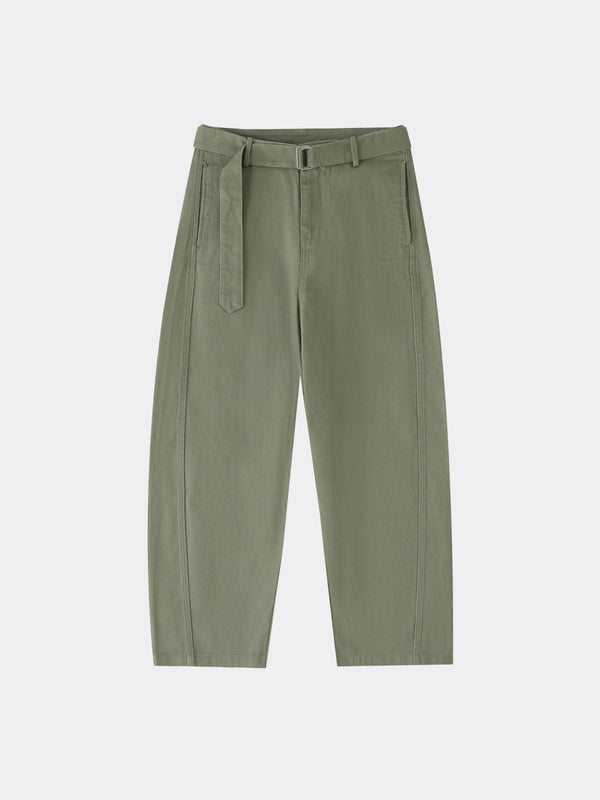 Belted Barrel-leg Chino Pants