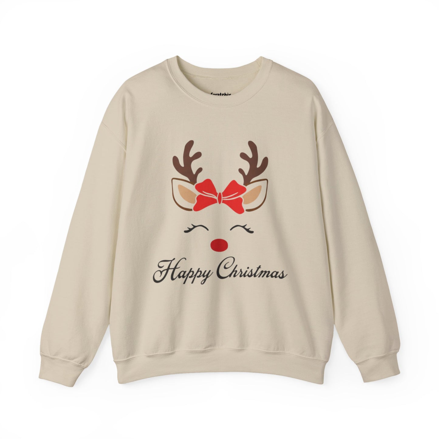 Christmas Bow Deer Crewneck Sweatshirt