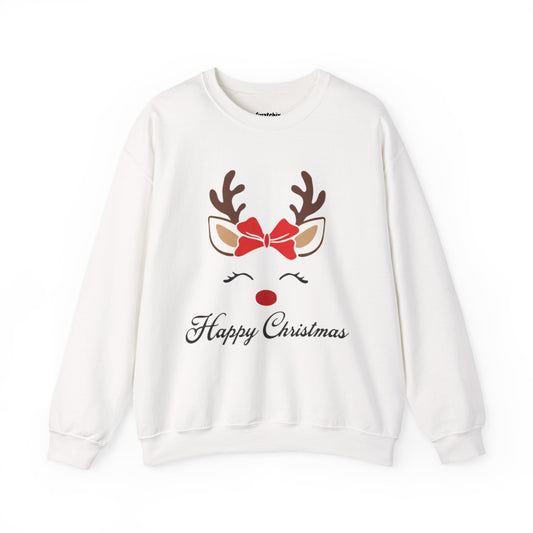 Christmas Bow Deer Crewneck Sweatshirt