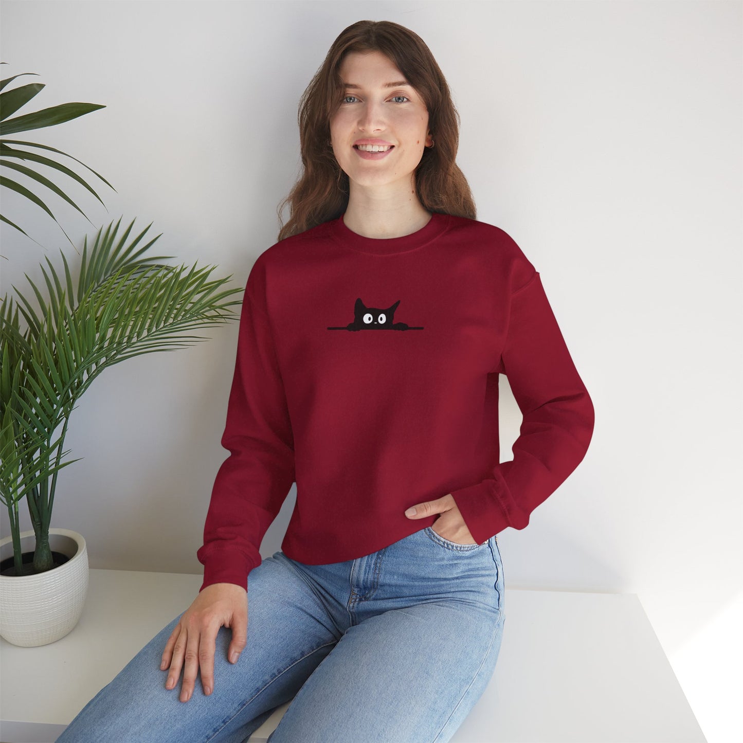 Peeking Cat Unisex Crewneck Sweatshirt