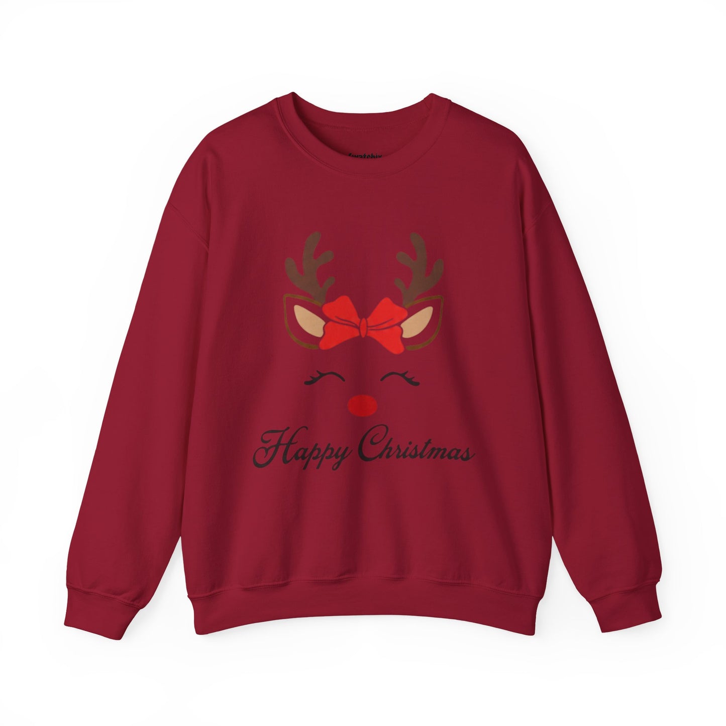Christmas Bow Deer Crewneck Sweatshirt