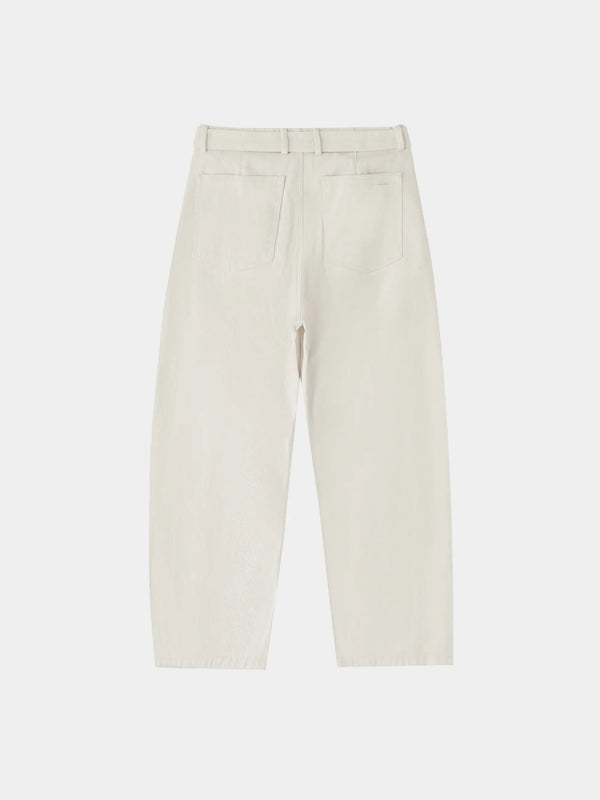 Belted Barrel-leg Chino Pants