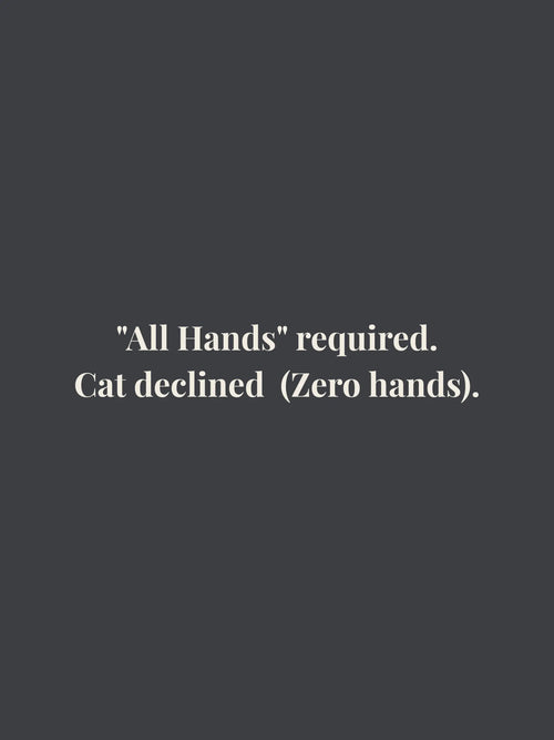 Swatchix All Hands Cropped Tee with "All Hands required. Cat declined. (Zero hands)." printed on the front