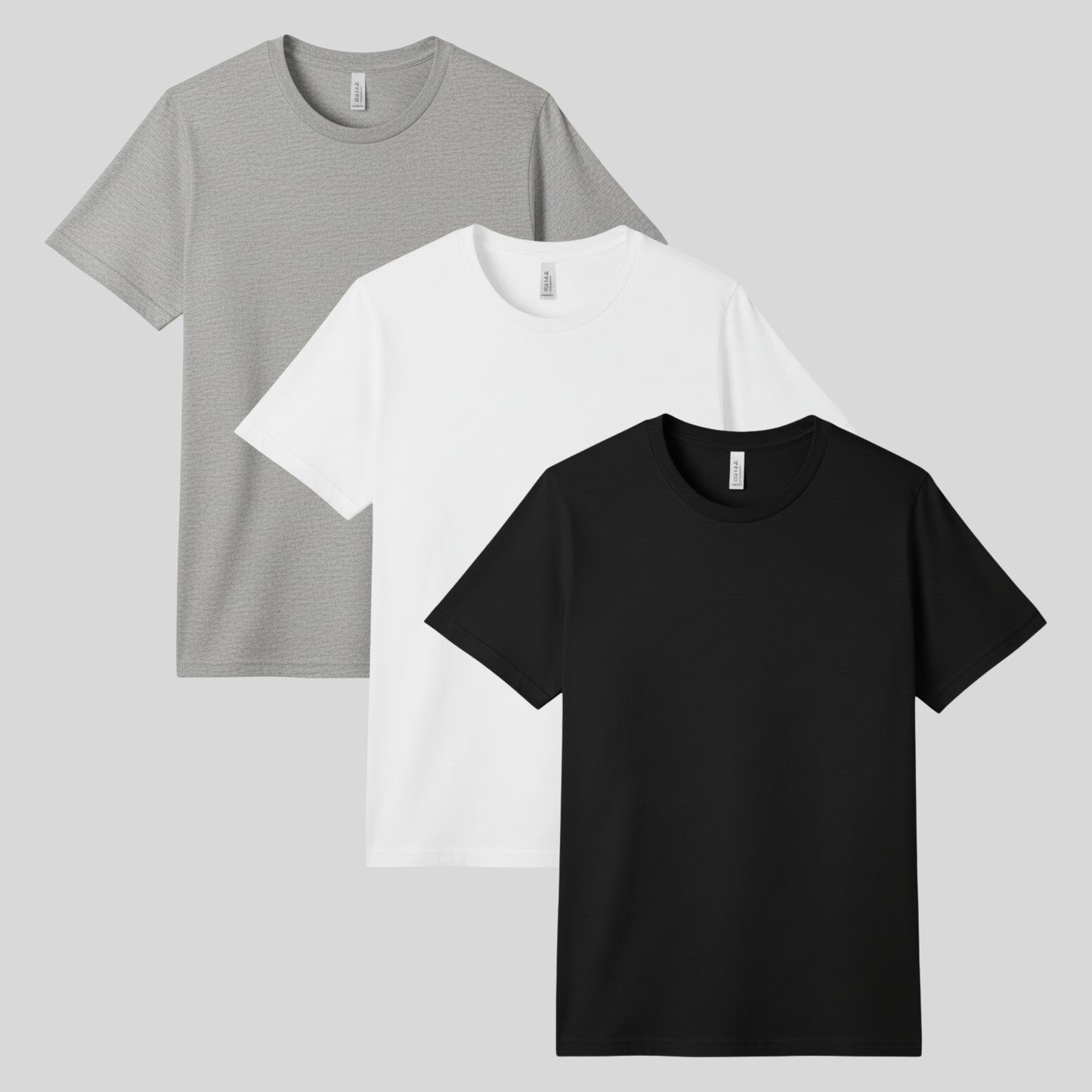 3 Pack - Black + White + Heather Grey T-shirts