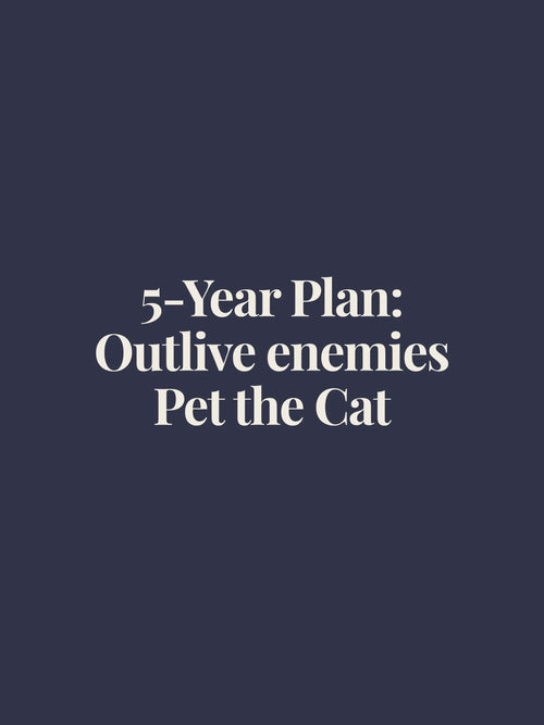 Swatchix 5 Year Plan Oversized Tee with "5-Year Plan: Outlive enemies. Pet the Cat." printed on the front