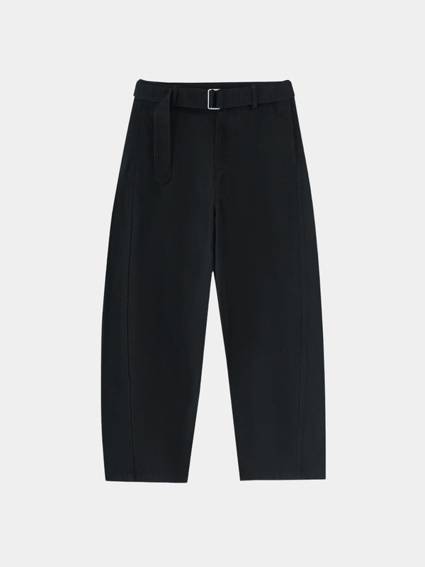Belted Barrel-leg Chino Pants
