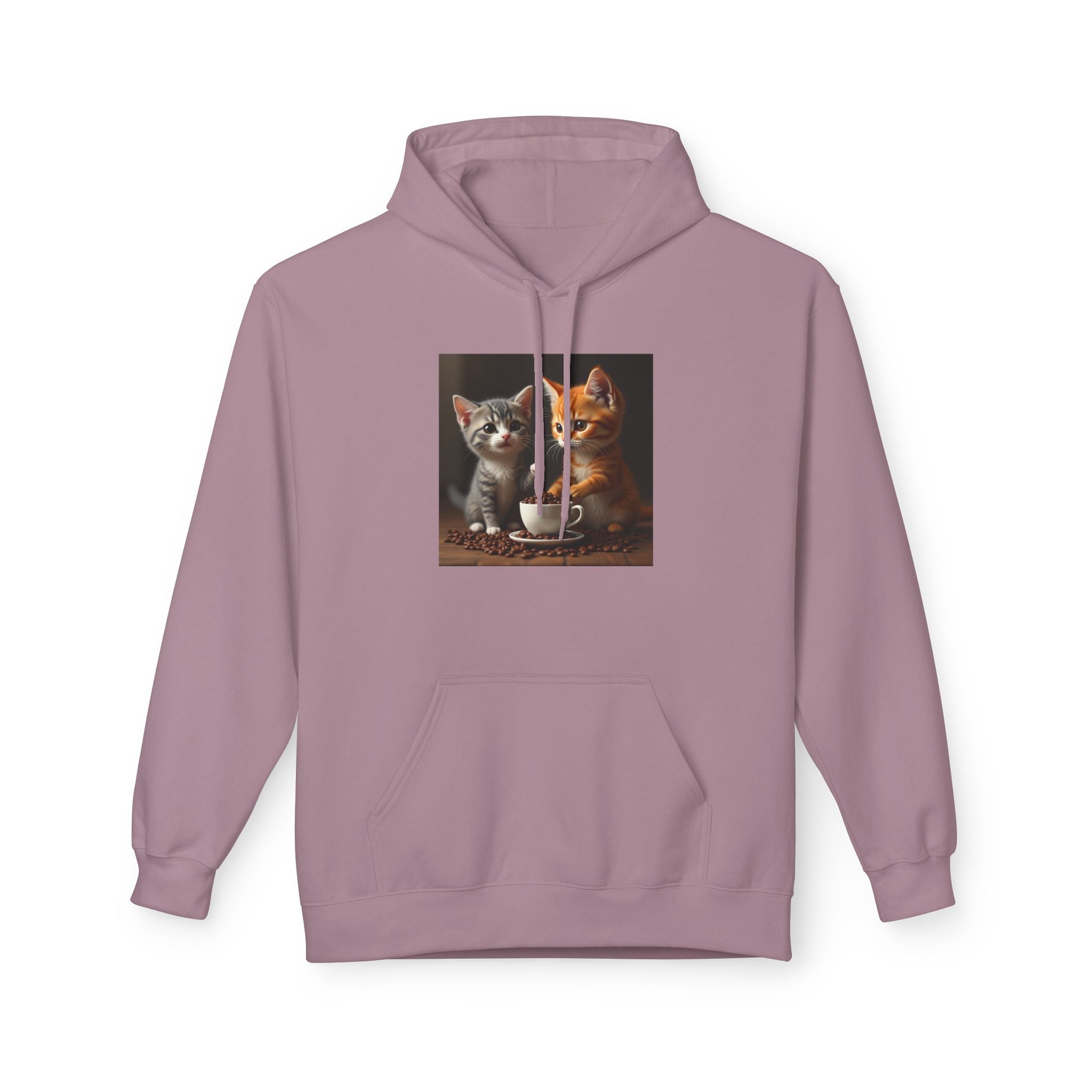 Cozy Cat Lovers Fleece Hoodie with Cute Kittens Design