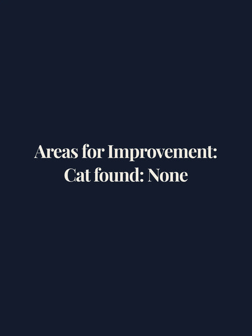 Swatchix Areas for Improvement Crewneck Tee with "Areas for Improvement: Cat found: None." printed on the front