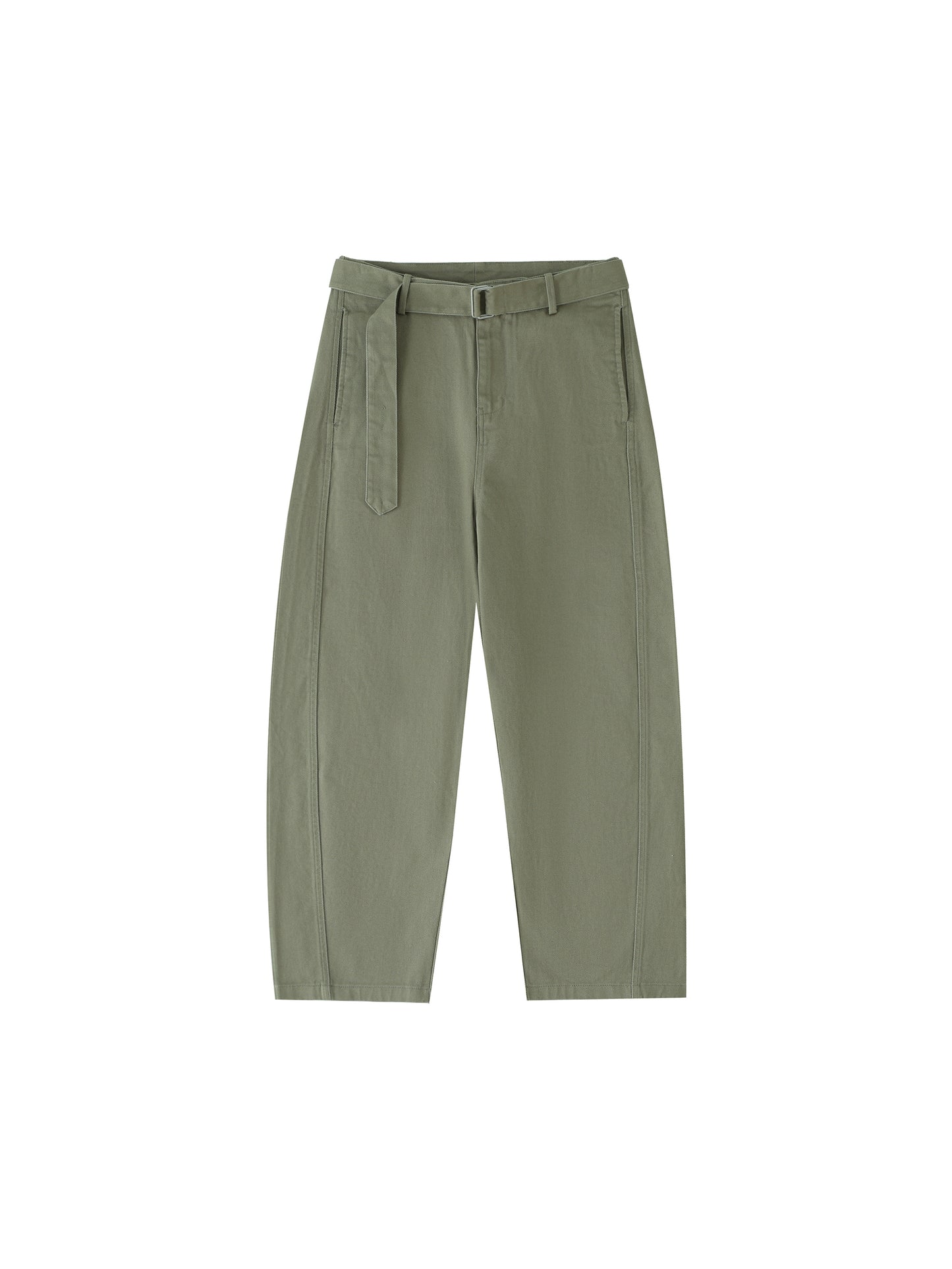 Belted Barrel-leg Chino Pants